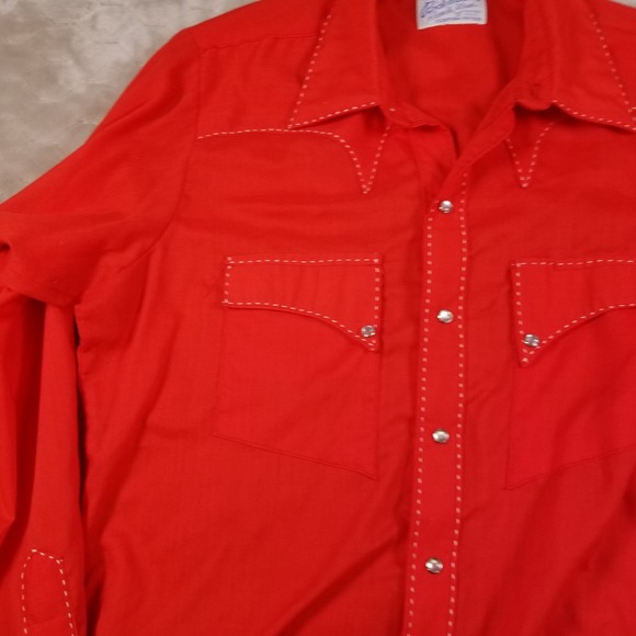 VTG Rockmount Ranch Wear Western Shirt Mens Lg Pearl Snap Red Long Sleeve - Picture 5 of 14